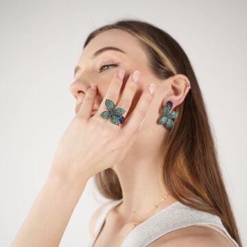 Black Green Violet Ring