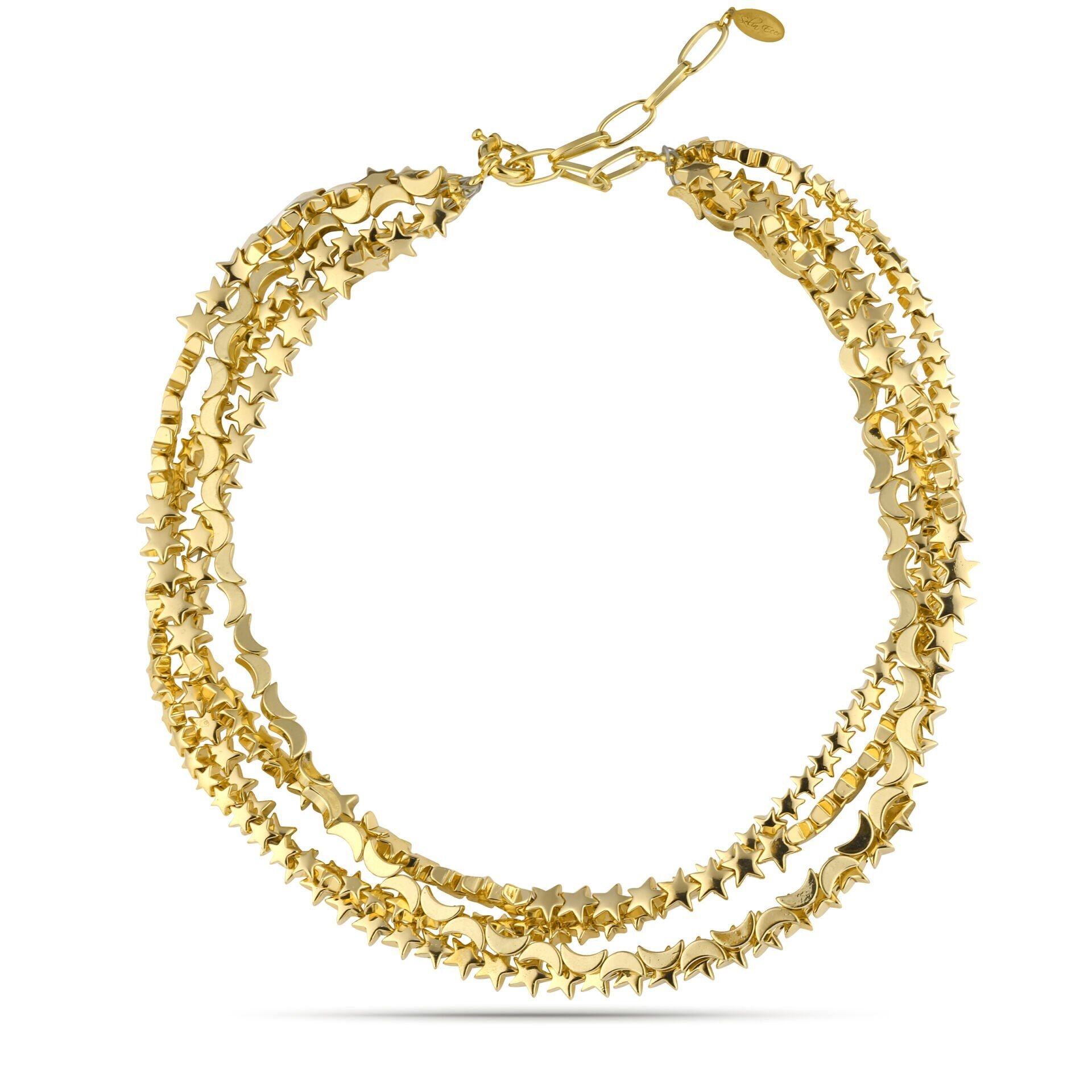 Gold Moon and Stars Necklace