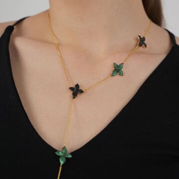 Green Black Violet Garden Necklace