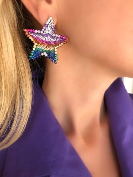 Multicolor Büyük Yıldız Küpe