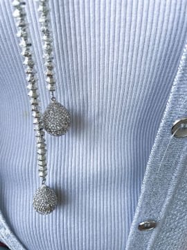 Silver Hematite Long Drop Necklace