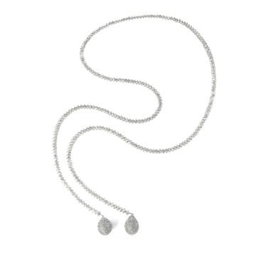 Silver Hematite Long Drop Necklace