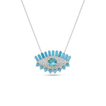 Turquoise Baguette Eye Necklace