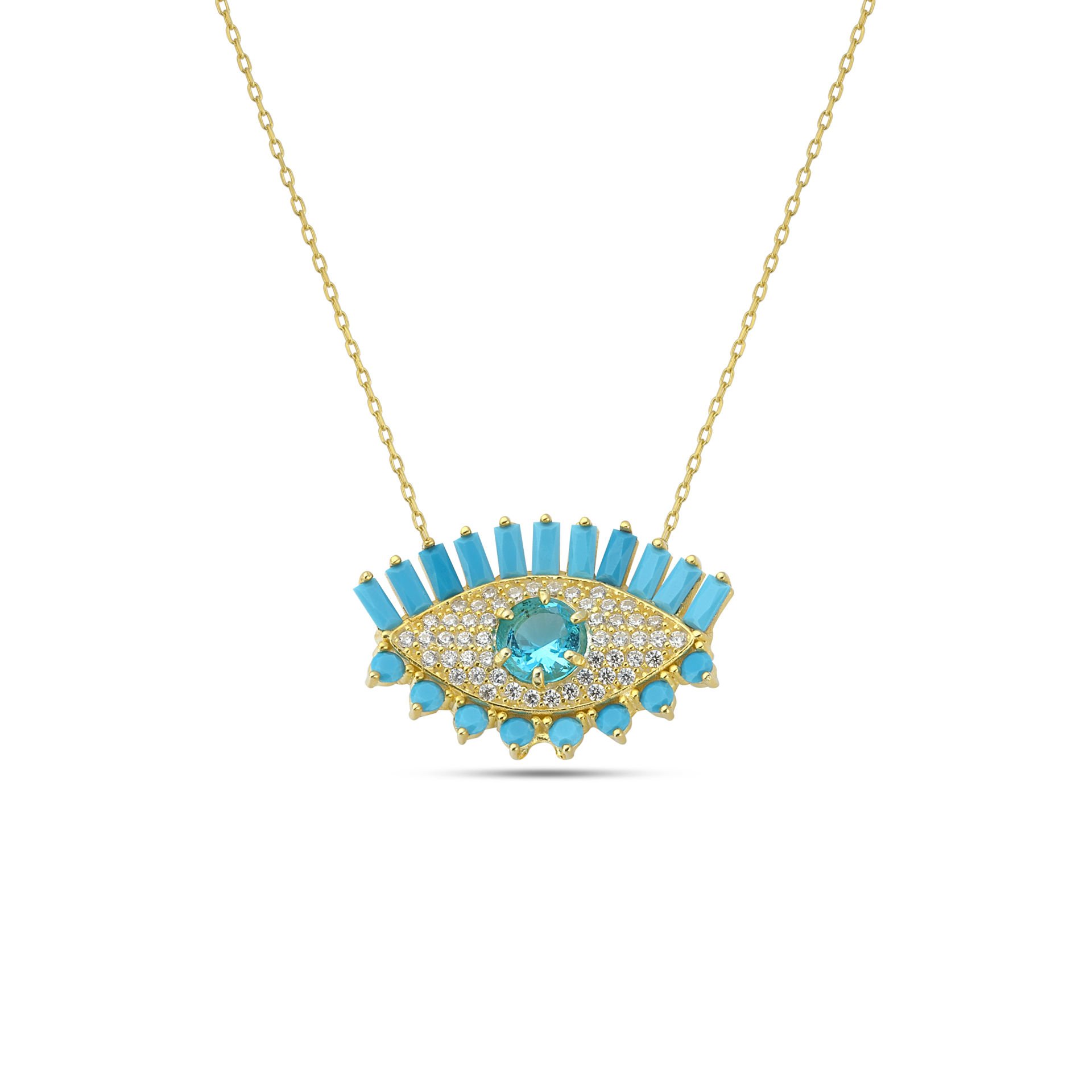 Turquoise Baguette Eye Necklace