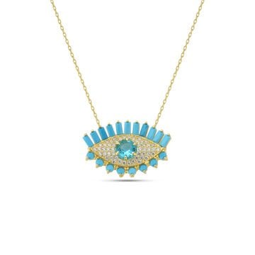 Turquoise Baguette Eye Necklace