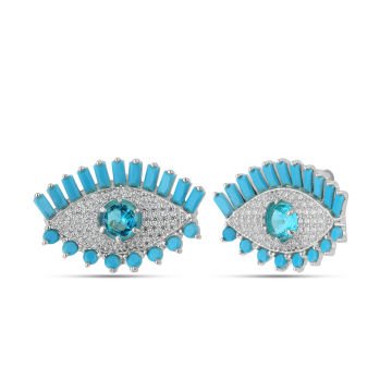 Turquoise Baguette Eye Earrings