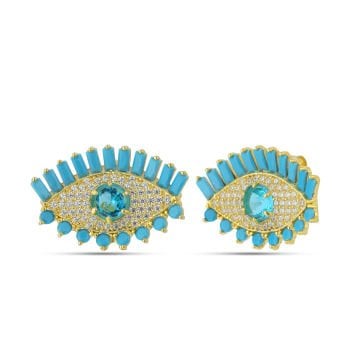 Turquoise Baguette Eye Earrings