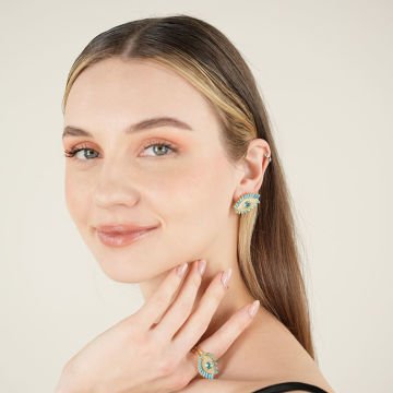 Turquoise Baguette Eye Earrings