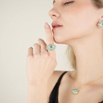Turquoise Baguette Eye Earrings