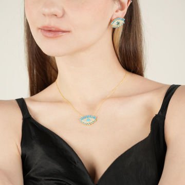 Turquoise Baguette Eye Earrings