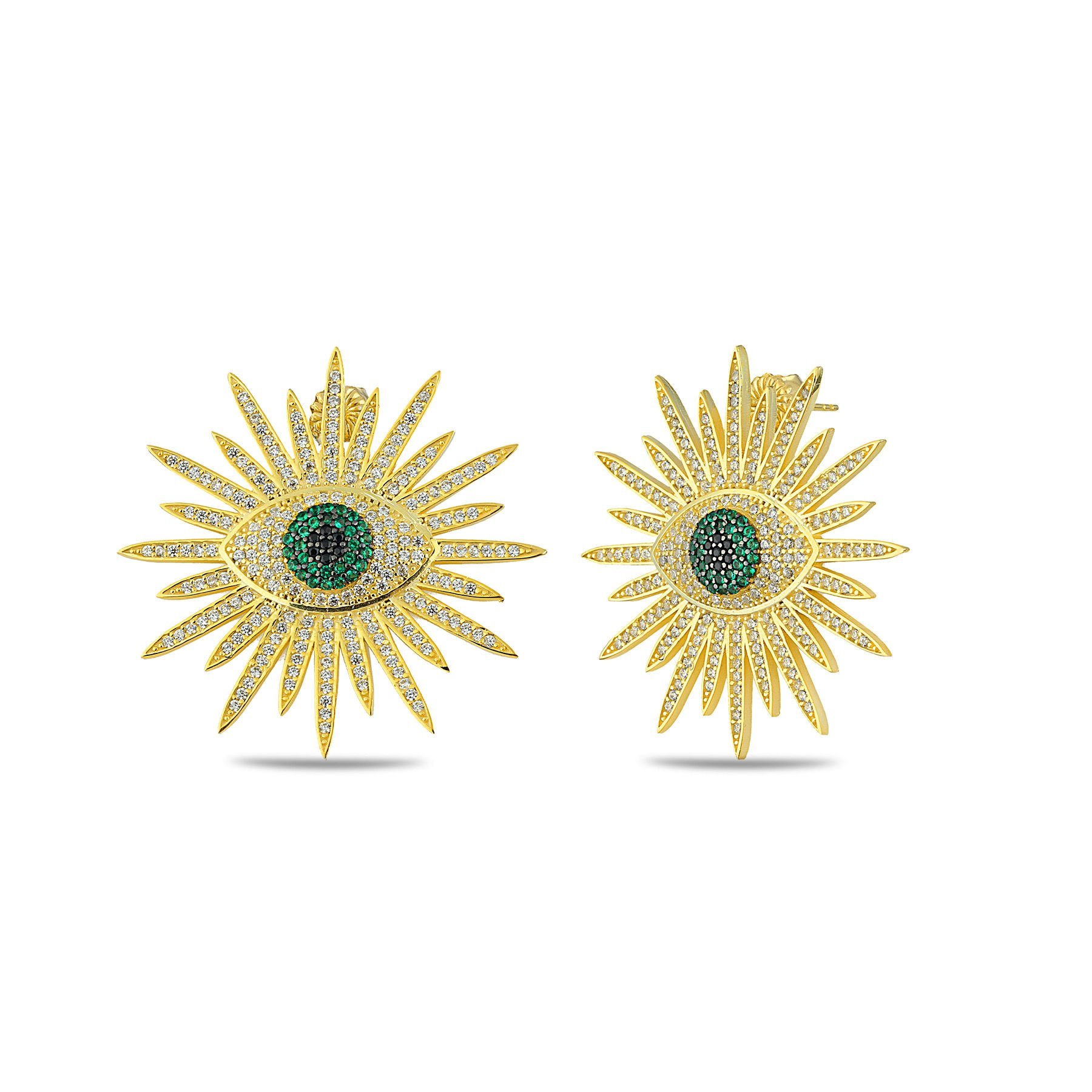 Green Eye Sun Earrings