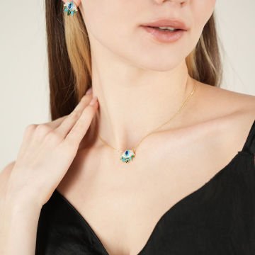 Enamel Blue Eye Necklace