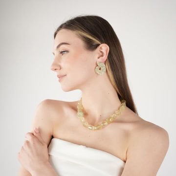 Yellow Crystal Ball Necklace